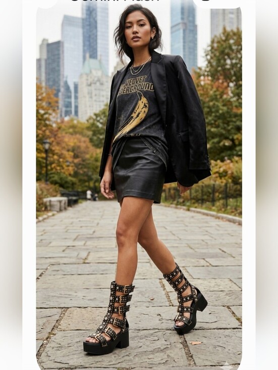 Jeffrey Campbell Shoes - Jeffrey Campbell Nwot Black Platform Gladiator Sandals with Gold Buckles